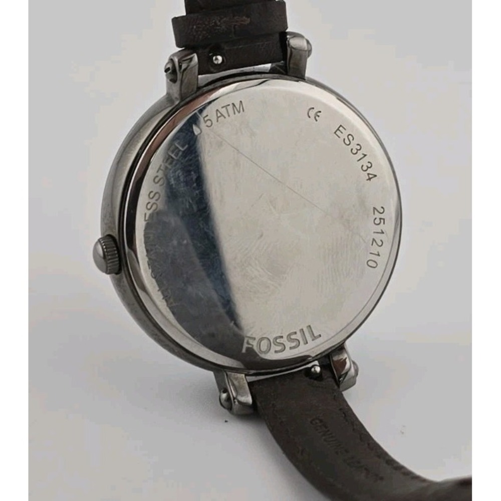 Fossil Quartz Watch ES3134 Women 42mm Silver Steel Leather Date - New Battery - Picture 6 of 6